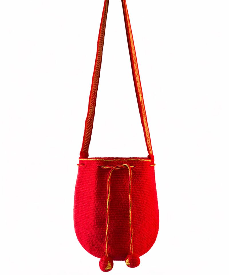 Mochila Mediana Roja Gasa Hilos de Seda