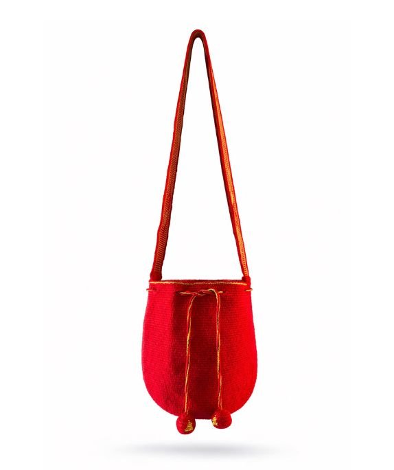 Mochila Mediana Roja Gasa Hilos de Seda